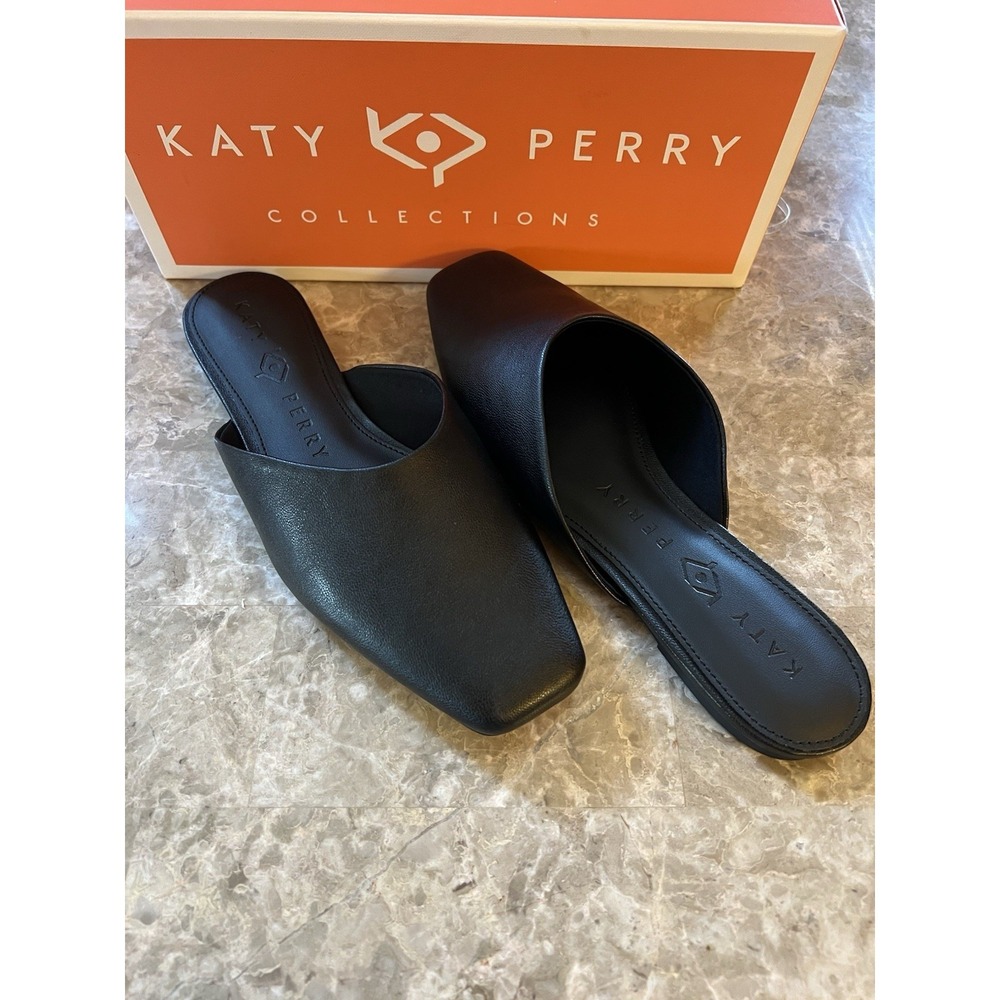 Katy Perry Women's  Size 9 Evie Mule Textured Faux Nappa Black Slide Shoes  NEW - Picture 2 of 7
